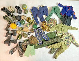 Action Figure Lot of 45 Vtg Doll Clothing Boots Helmets Hats | GI Joe + Other